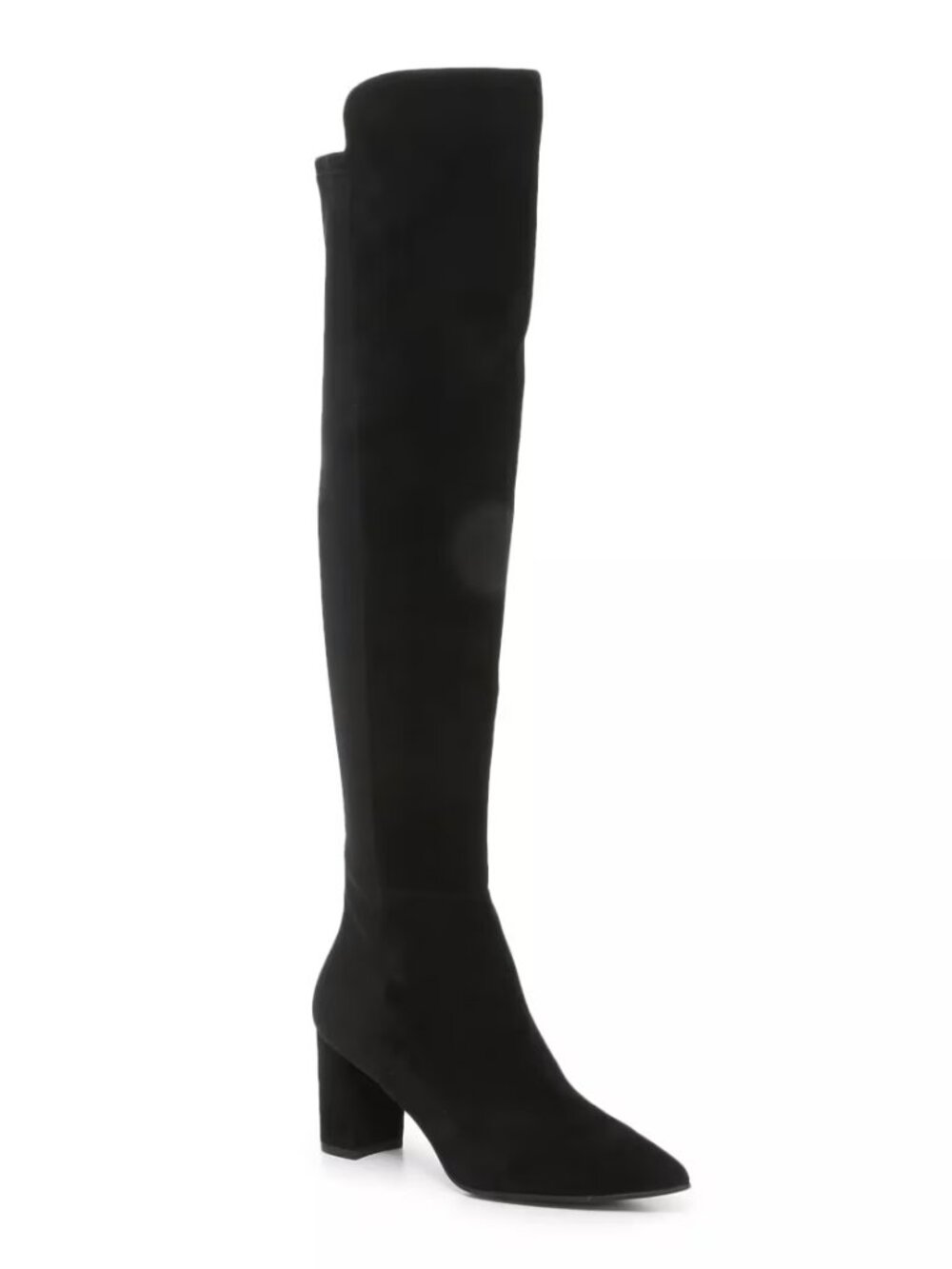 $850 Stuart Weitzman Carly Over The Knee Pointy Block Black Suede 6.5 (PC13)